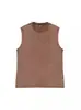 Camiseta sin mangas desgastada lavada de 230 g con logo estampado de algodón puro, hombros descubiertos, chaleco holgado, camiseta retro oversize europea y americana