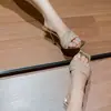 Sandálias de Verão 2026 Novo Estilo com Salto Fino e Strass para Mulheres, Roupa ao Ar Livre Meia-Saia Salto Alto Estilo Ysl para Mulheres