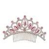 Tiara de Princesa Infantil Coroa Liga de Zinco Strass Colorido Acessórios de Cabelo para Apresentação de Meninas Pente com Strass Coroa de Aniversário para Menina
