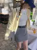 Suéter cardigan de tricô feminino primavera e outono novo estilo cinza fino início do outono gola redonda peça externa suéter top