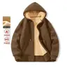 Nova coleção de inverno: Moletom com capuz de fleece estilo Hong Kong para mulheres, com forro e espessura adicionados, apresentando um design estilo boyfriend, capuz e zíper frontal. Moderno e estiloso, disponível como peça única ou conjunto