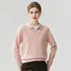 Suéter 100% Caxemira Feminino Gola Lapela POLO Cor Sólida Solto Emagrecedor Rejuvenescedor Malha Outono Inverno Novo Suéter Versátil