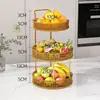 Mesa de centro de sala de estar bandeja de frutas estante de almacenamiento de bocadillos estante de arte de hierro para mesa de comedor del hogar cesta de frutas creativa de múltiples capas