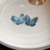 Aretes Flor de Cristal Azul Aguja de Plata, Aretes Dulces Estilo Vacaciones en la Costa, Aretes Simples y Versátiles con un Diseño Único