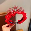 2025 Nova Faixa de Cabelo Infantil Vermelha Coroa de Strass de Ano Novo Faixa de Cabeça Meninas Bebê Acessórios de Cabelo para Meninas