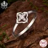 Anel Aifulu de Luxo Trevo da Sorte de Quatro Folhas Moissanite Brilhante Anel Brilhante de Prata Esterlina S925 Joias para Pedido de Casamento para Mulheres