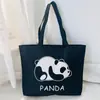 Bolsa de Lona Feminina de Ombro Único com Estampa Horizontal de Desenho Animado Bolsa Tote Simples de Grande Capacidade para Estudante Bolsa de Ombro Feminina Tendência