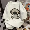 Camiseta Casual de Manga Curta com Estampa de Cachorro Design de Nicho Verão 2026 Nova Versátil Vintage Solta