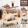 Mesita de Noche Pequeña con Carrito, Mesa Lateral Móvil, Estante de Almacenamiento para Snacks, Mesita de Noche de Piso para el Hogar, Mesa de Sala de Estar