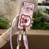 Adecuado para funda de teléfono móvil Huawei, Textura linda, Dibujo animado moderno, Correa de cuello de cobertura total en el borde, Para colgar en el cuello, Pulsera de silicona para la muñeca, Carcasa blanda, Versión Q