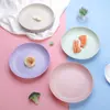 Plato para el Hogar Plato de Cena Plato Redondo Extra Grande Plato para Comida Occidental Set de Platos para Frutas Paja de Trigo Plato de 23 cm