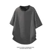 Camiseta Masculina Listrada Color Block Manga Curta Estilo Americano, Verão Fina Retro Cool Solta Casual Relaxada Meia Manga Top