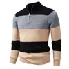 Suéter Masculino com Gola Alta para Comércio Exterior 2026, Moda Tendência Tamanho Grande Tricô Casual Color Block para Homens