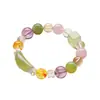 Pulsera de cristal natural, cristal rosa, amatista, pulsera de cuentas múltiples de tubo curvo, joyería de cristal de alta gama de moda para mujer al por mayor