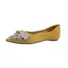 Versión de piel de oveja~Zapatos de salón bajos elegantes de estilo francés para mujer, zapatos planos de otoño que no cansan los pies, punta fina con pedrería, zapatos de vestir negros pequeños