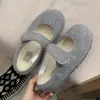 [en stock] ¡color nogal! Zapatos de Algodón Maomao Cálidos Vintage para Mujer, Calzado de Abrigo de Invierno con Forro de Felpa, Zapatos Mary Jane Tipo Frijol