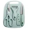 Set de Cuchillos para Comida de Bebé, Cuchillo de Cocina, Cuchillo para Frutas, Tijeras, Tabla de Cortar, Set de Herramientas para Bebé Dos en Uno, Pelador Tres en Uno