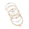 Moda e Estilo Elegante Liga Redonda Pingente CCB Cristal de Imitação Resina com Contas Elástico Pulseira Feminina Conjunto de 5 Peças