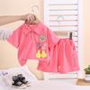 2025 verão novos meninos e meninas lapela cor sólida camisa polo manga curta terno bebê shorts casuais conjunto de duas peças