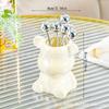 Juego de tenedores de fruta con forma de oso, proceso de galvanoplastia, tarro de almacenamiento de lujo accesible, mesa de centro elegante, palillos de fruta decorativos