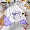 Conjunto de Camiseta y Pantalones de Algodón Puro para Niños, Conjunto de Dos Piezas de Verano para Niñas, Pantalones a Cuadros de Manga Corta para Bebé, Compra Transfronteriza