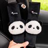 Almohadilla para cinturón de seguridad de coche panda linda almohadilla para el hombro felpa juego de manijas para volante de coche muñeca decorativa caricatura