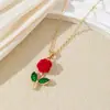 Colar de Flor Rosa Vermelha Elegante de Alta Moda Versátil Romântico em Forma de Coração Veludo Vermelho Flor Corrente para Clavícula Corrente de Pescoço