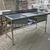 Mesa de Lavagem Espaçável com Duas Cubas Aço Inoxidável 304 Espessado com Encosto 201 Tanque de Lavar Louça Lavatório Comercial