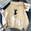 Moletom com Capuz de Algodão Casual com Estampa Divertida de Gato Preto para Homem/Mulher