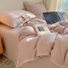 Ins Pequeño Fresco Algodón Puro Doble Capa Gasa Arrugada Juego de Cuatro Piezas Gasa de Algodón Puro Algodón Puro Amigable con la Piel Cama Sábanas de Cama Juego de Tres Piezas para Dormitorio