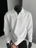 Camisa Polo de Manga Larga de Color Sólido Estilo Americano con Retazos Hecha a Medida por el Fabricante, Estilo Nuevo con Cuello Campana, Camiseta Base de Manga Larga para Hombre de Otoño con Hombro Normal