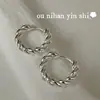 Pendientes de Aro Trenzados Ounihan de Plata de Ley S925, Elegante Estilo para Mujer, Joyería Coreana Ins, Pendientes de Diseño Resistente