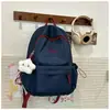 2026 Nueva Mochila Escolar Femenina Versión Coreana Estudiante de Secundaria Mochila de Gran Capacidad Estilo Bosque Mochila Sencilla de Color Puro