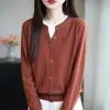 Otoño 2026 Nuevo Punto para Mujer Cuello Redondo Cardigan Falso de Dos Piezas Suéter Jacquard Suéter para Mujer Abrigo con Bloques de Color