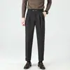 Calças de lã outono e inverno masculinas slim fit todas as estações calças casuais estilo coreano retas regulares simples calças de terno pequenas masculinas