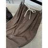 Calça Casual Yuran 26 Estilo Novo de Primavera Inicial em Tencel Lavada com Areia, Plissada Tridimensional, Segmentada, Cintura Elástica, Perna Larga, Comprimento no Chão