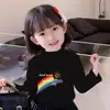 Camiseta Básica de Veludo Quente para Meninas, Roupa Outono e Inverno Gola Alta Meia para Crianças, Camiseta de Manga Longa para Crianças Tamanho Pequeno e Médio, Top Estilo Coreano para Bebê