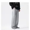 Calça Masculina Primavera Verão Outono Cinza Caimento Reto Solta Casual Esportiva Perna Larga Calça de Moletom