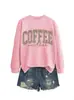 Clima de café estampado de leopardo comercio transfronterizo comercio exterior Amazon al por mayor sudadera cómoda casual para mujer talla grande