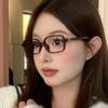 Gafas de estilo coreano retro con estampado de leopardo, caja pequeña, estilo nerd, para mujer, sencillas y combinables, con montura para miopía, cara redonda, gran sabiduría.