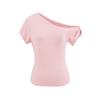 Playera de Manga Corta con Hombro Descubierto de Deseo Puro de Chica Caliente para Mujer 2025 Nuevo Diseño de Verano Nicho Fuera del Hombro Ajustada Sexy Top