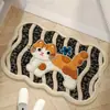 Alfombrilla de Piso de Barro de Diatomeas de Lana Artificial Alfombrilla de Piso de Baño con Cachorro de Dibujos Animados Felpudo de Entrada Alfombrilla Absorbente para Pies de Baño