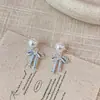 Estilo de Nicho Exquisito con un Toque de Lujo, Pendientes de Estilo Minimalista para Mujer, Pequeños y Elegantes, Sencillos y Modernos Clavos de Perla con Lazo