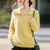 Suéter de punto de lana con cuello polo, nuevo para otoño e invierno 2026, de importación transfronteriza, camiseta básica de manga larga, top ajustado para mujer