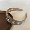 Faixa de Couro Personalizada de Aba Larga, Doce e Descolada, Novo Estilo, Faixa de Metal Simples Vazada Estilo Punk, Acessório de Cabelo, Adorno de Cabeça