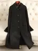 Casaco de lã dupla face feminino, comprimento médio, nova coleção outono/inverno 2026, corte solto, estilo elegante, de abotoamento simples, decote quadrado, peça de outer wear em mistura de lã