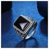 Retro atmosférico preto zircão anel preto onyx oco agressivo anel masculino europeu e americano simples personalidade anel joias