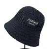 Sombrero de Pescador Coreano Bordado con Letras para Primavera y Verano para Mujer, Sombrero Cubre-Rostro Casual Calado que Hace que la Cara Parezca Más Pequeña, Sombrero de Sol de Copa Redonda