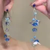 Pendientes de Borla Flor Aguja de Plata del Jardín de Monet Súper Hada Más Fáciles de Combinar Pendientes de Atmósfera Pendientes de Nicho Dulce Temperamento para Mujer