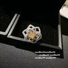 Anillo de rosa de piedra preciosa amarilla Crepúsculo de Cenicienta con baño antiguo de oro de 18 quilates y anillo de circón con lazo